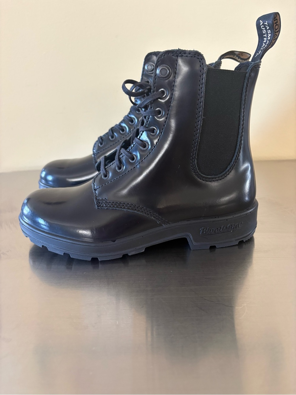 Blundstone Kids Black Lace-Up Chelsea Rain Boots